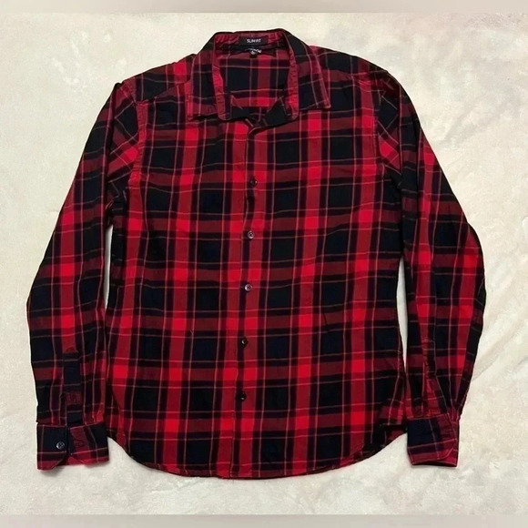 Carbon Slim Fit Plaid Button Down Shirt Size Large - Picture 1 of 4